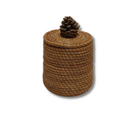Pine Needle Basket, X-Small Round with Lid