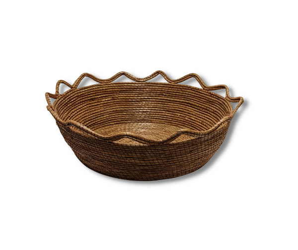 Pine Needle Basket, Large Round Scallop
